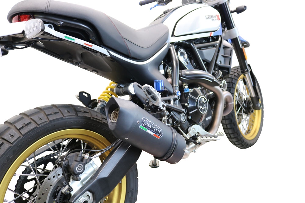 Escape compatível com Ducati Scrambler 800 Icon -Icon Dark 2021-2022, Furore Evo4 Nero, Escape legal, homologado, silenciador com catalisador, db killer removível e tubo de ligação específico 