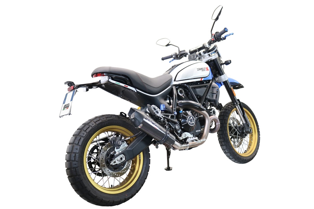 GPR escape compatível com  Ducati Scrambler 800 Desert Sled -DS Fasthouse 2021-2024, New Grand Prix Evo Poppy, Escape legal, homologado, silenciador com catalisador, db killer removível e tubo de ligação específico 