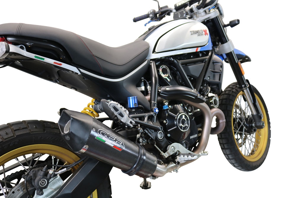GPR escape compatível com  Ducati Scrambler 800 Desert Sled -DS Fasthouse 2021-2024, New Grand Prix Evo Poppy, Escape legal, homologado, silenciador com catalisador, db killer removível e tubo de ligação específico 