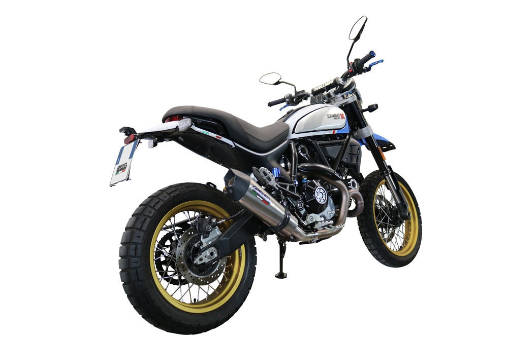 GPR escape compatível com  Ducati Scrambler 800 Desert Sled -DS Fasthouse 2021-2024, New Grand Prix Evo Titanium, Escape legal, homologado, silenciador com catalisador, db killer removível e tubo de ligação específico 