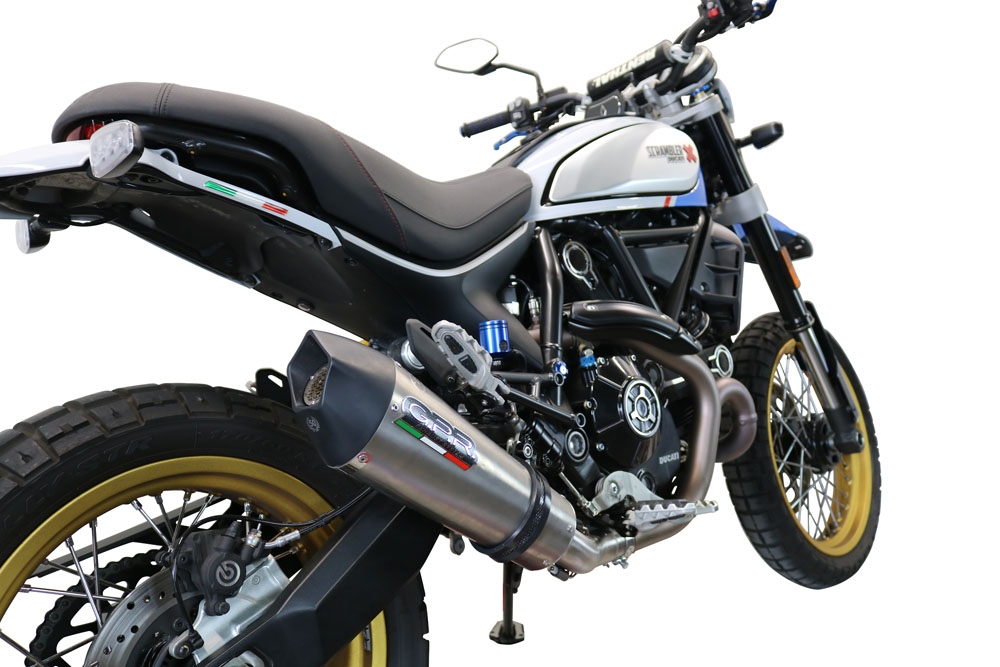 GPR escape compatível com  Ducati Scrambler 800 Desert Sled -DS Fasthouse 2021-2024, New Grand Prix Evo Titanium, Escape legal, homologado, silenciador com catalisador, db killer removível e tubo de ligação específico 