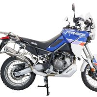 GPR escape compatível com  Aprilia Tuareg 660 2021-2024, New Grand Prix Evo Titanium, Escape legal, homologado, silenciador com db killer removível e tubo de ligação específico 