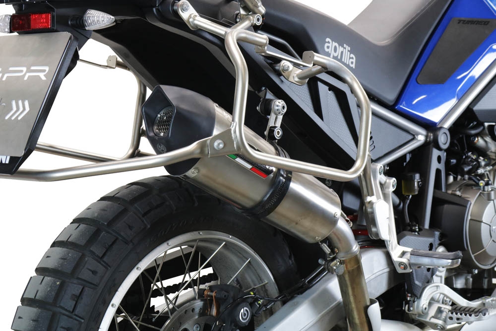 GPR escape compatível com  Aprilia Tuareg 660 2021-2024, New Grand Prix Evo Titanium, Escape legal, homologado, silenciador com db killer removível e tubo de ligação específico 