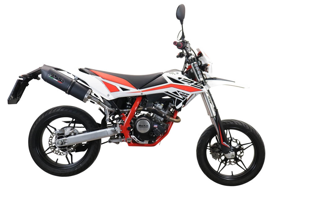Escape compatível com Beta RR 125 4T Enduro 2019-2020, Furore Evo4 Nero, Escape legal, aprovado, com db killer removível, tubo de conexão e conversor catalítico 