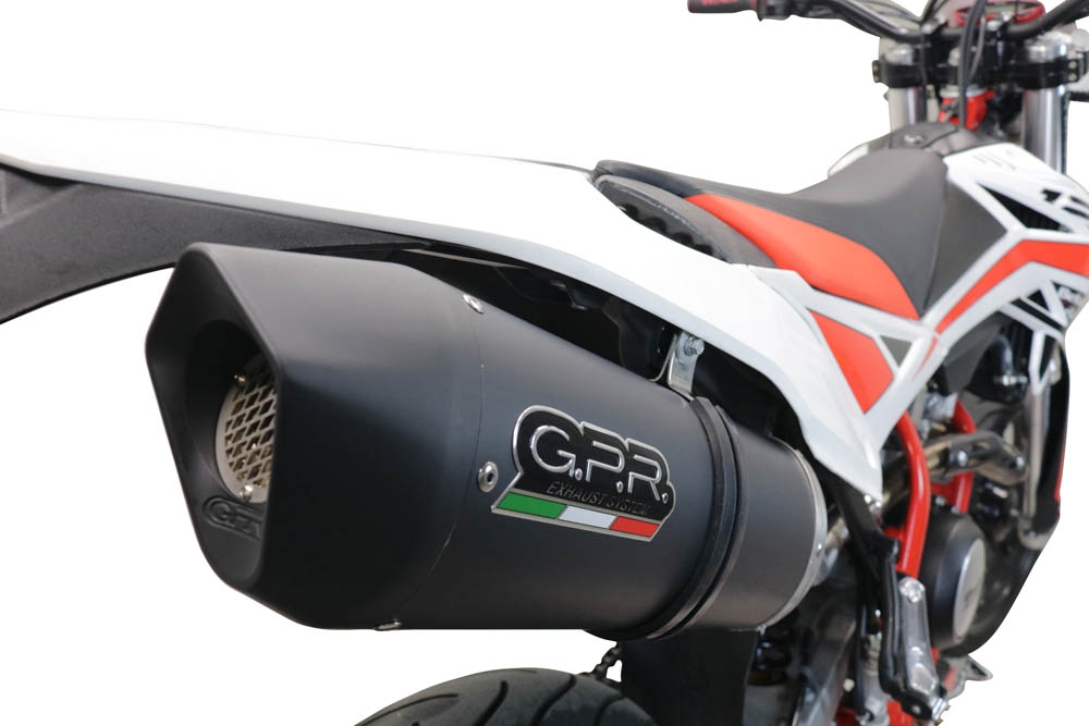 Escape compatível com Beta RR 125 4T Enduro 2019-2020, Furore Evo4 Nero, Escape legal, aprovado, com db killer removível, tubo de conexão e conversor catalítico 