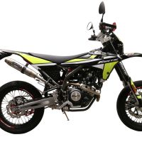 Escape compatível com Fantic Motor XMF 125 2021-2023, Deeptone Inox, Escape legal, homologado, silenciador com db killer removível e tubo de ligação específico 