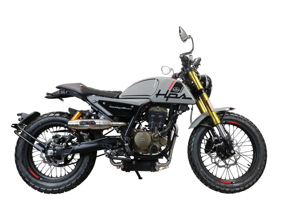 Escape compatível com F.B. Mondial Hps 125 2021-2023, Deeptone Inox, Escape Racing, linha completa, fornecido com coletor específico, artigo sem homologação 