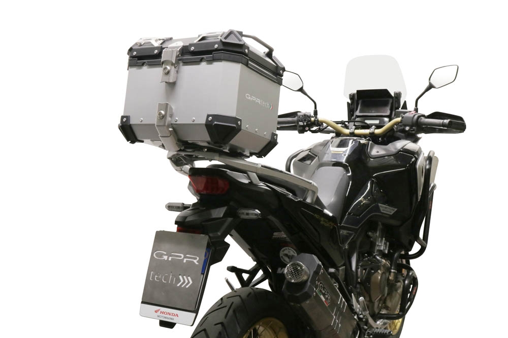 Top case em alumínio, cor prata com placa específica incluída Top case maletas GPR TECH compatível com Honda Crf 1100 L Africa Twin 2020/2024 e5