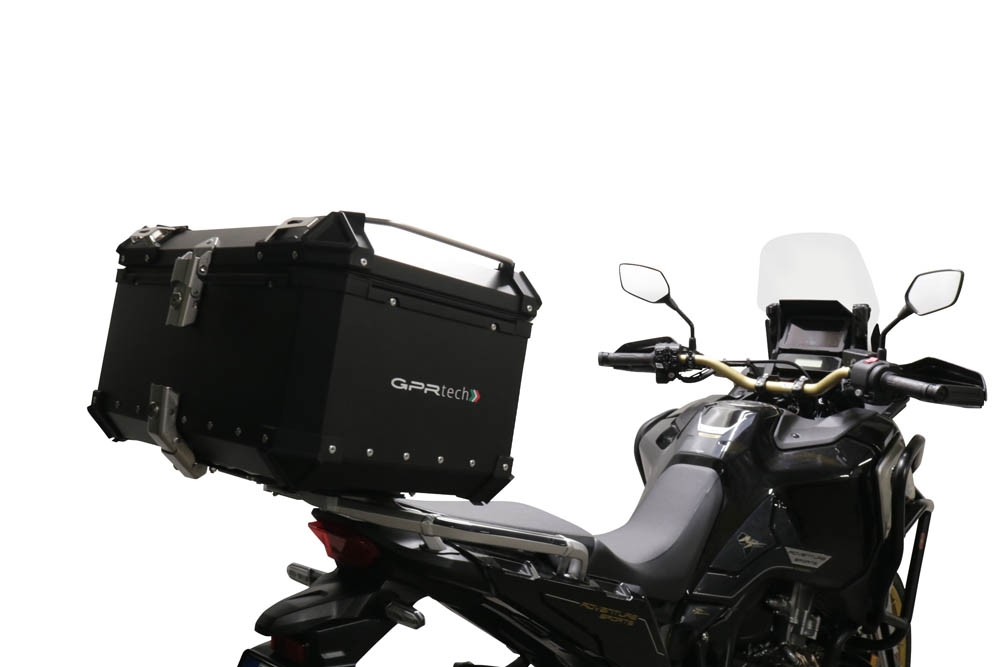 Top case em alumínio, cor preta com placa específica incluída Top case maletas GPR TECH compatível com Honda Crf 1100 L Africa Twin 2020/2024 e5