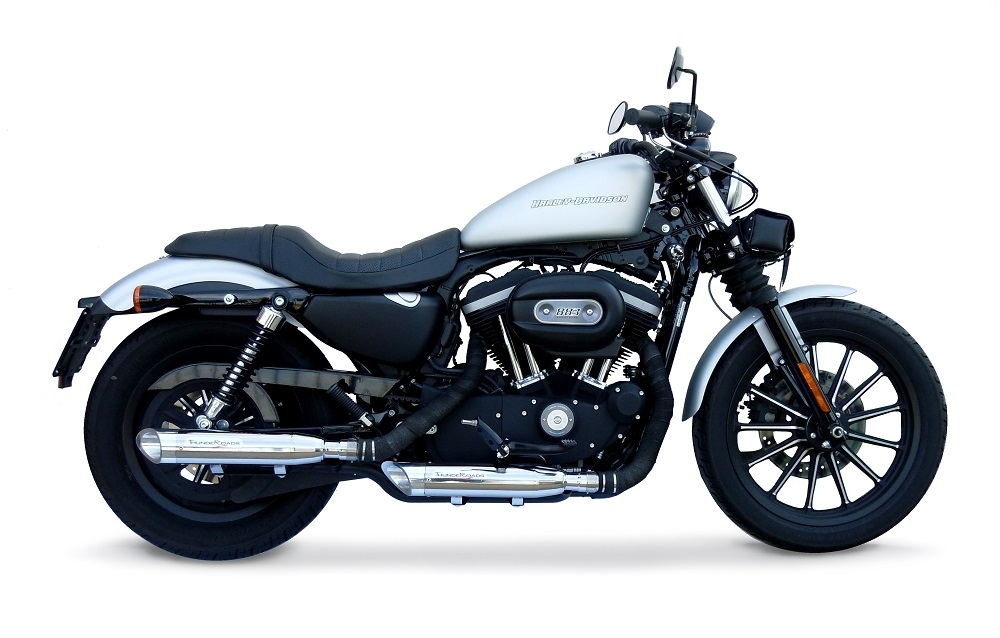 Escape compatível com Harley Davidson Sportster 883 2010-2018, Slash Inox, Par de silenciosos de escape homologadas, com db killer removível e tubos de ligação específicos 