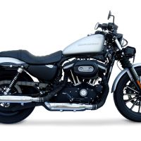 Escape compatível com Harley Davidson Sportster 883 2010-2018, Slash Inox, Par de silenciosos de escape homologadas, com db killer removível e tubos de ligação específicos 
