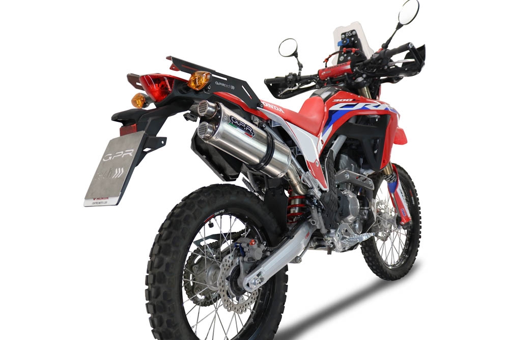 Escape compatível com Honda Crf 300 L - Rally 2021-2024, Dual Inox, Sistema de escapamento de corrida incluindo tubo de ligação específico com dbkiller 