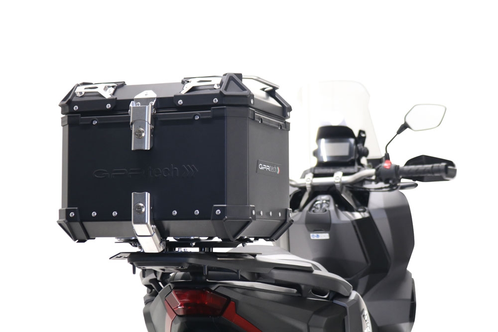 Top case em alumínio, cor preta com placa específica incluída Top case maletas GPR TECH compatível com Honda Adv 350 2022/2024 e5