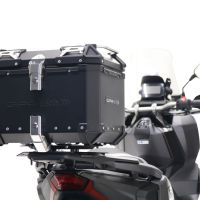Top case em alumínio, cor preta com placa específica incluída Top case maletas GPR TECH compatível com Honda Forza 125 2015/2023