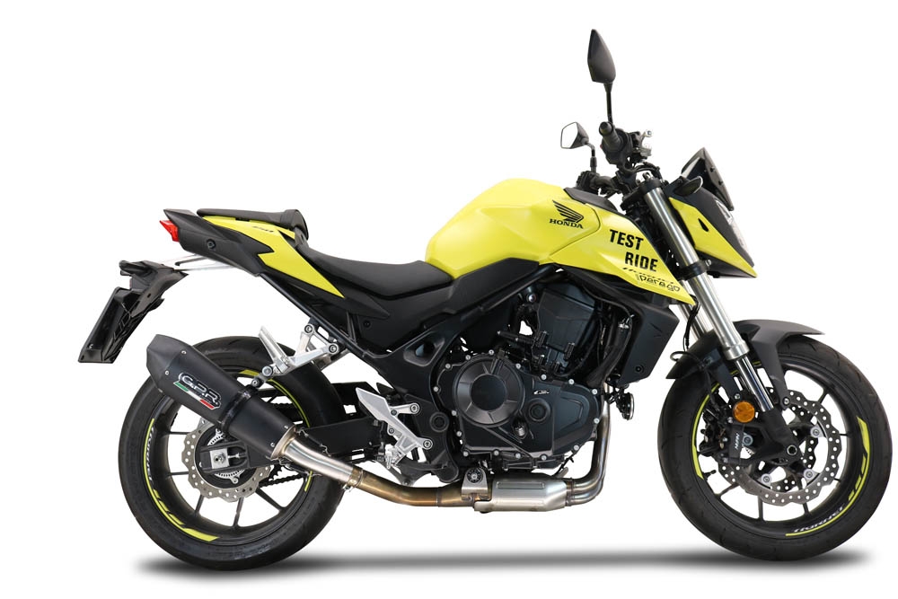Escape compatível com Honda CB 750 Hornet 2023-2024, M3 Black Titanium, Escape legal, homologado, silenciador com db killer removível e tubo de ligação específico 