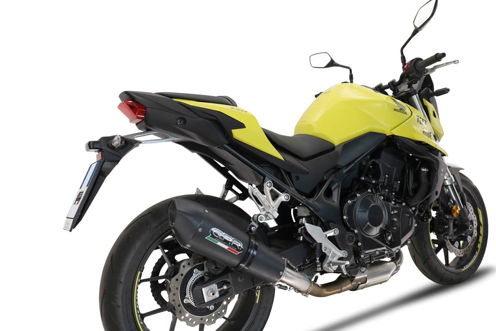 Escape compatível com Honda CB 750 Hornet 2023-2024, M3 Black Titanium, Escape legal, homologado, silenciador com db killer removível e tubo de ligação específico 