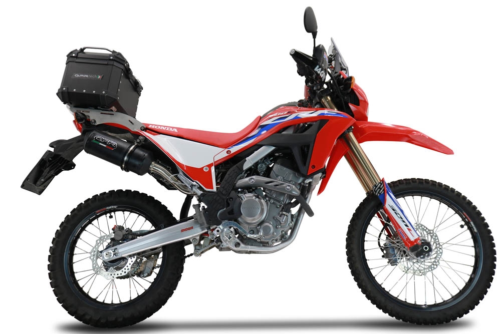 Top case em alumínio, com porta-bagagens específico em alumínio cor preto com placa específica incluída Top case maletas GPR TECH compatível com Honda Crf 300 L / Rally 2021/2024 e5