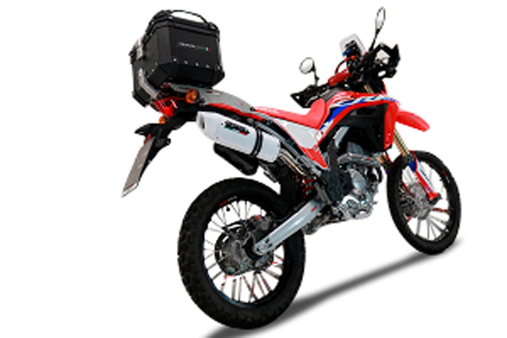 Top case em alumínio, com porta-bagagens específico em alumínio cor preto com placa específica incluída Top case maletas GPR TECH compatível com Honda Crf 300 L / Rally 2021/2024 e5