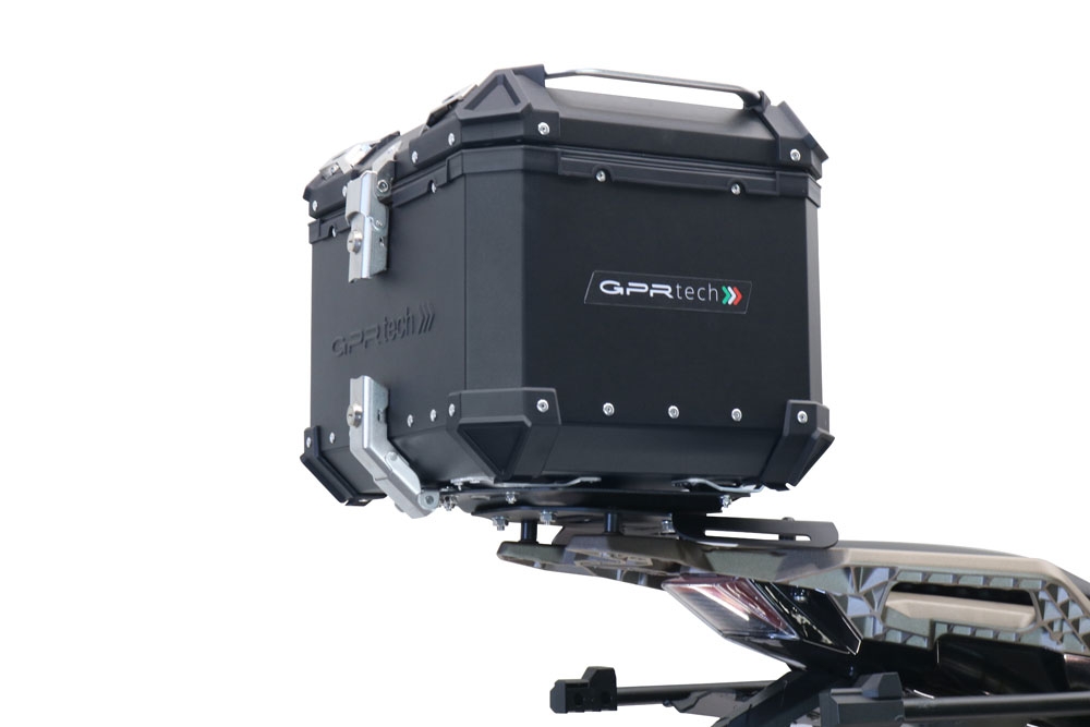 Top case em alumínio, cor preta com placa específica incluída Top case maletas GPR TECH compatível com Zontes 350 T1 ADV 2022/2024 e5