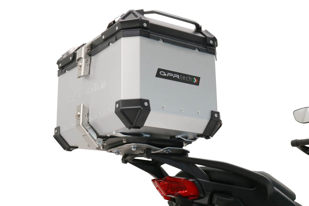 Top case em alumínio, cor prata com placa específica incluída GPR TECH compatível com Ducati Multistrada V4 / V4S / V4S Sport 1100 2021/2024