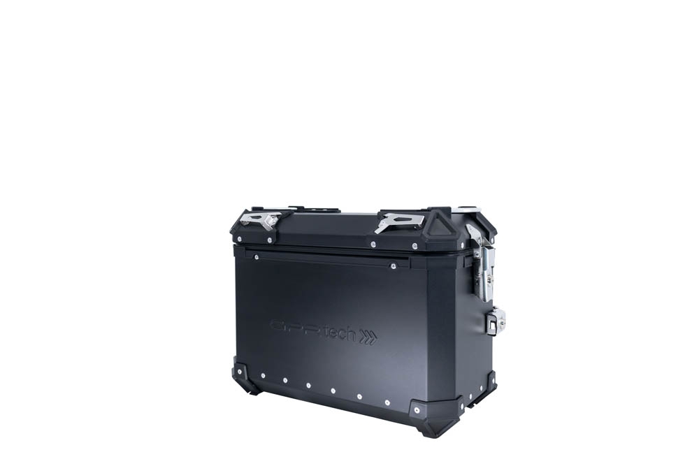 Par de malas laterais em alumínio com o lado direito contornado, cor preta com porta-bagagem específico GPR TECH compatível com  Bmw F 750 Gs 2021/2024 e5