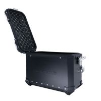 Par de malas laterais em alumínio com o lado direito contornado, cor preta com porta-bagagem específico GPR TECH compatível com  Bmw F 750 Gs 2021/2024 e5