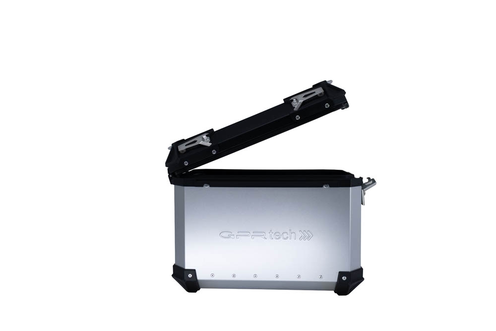 Par de malas laterais em alumínio cor prata com porta-bagagem específico GPR TECH compatível com  Kawasaki Versys 650 2021/2022 e5