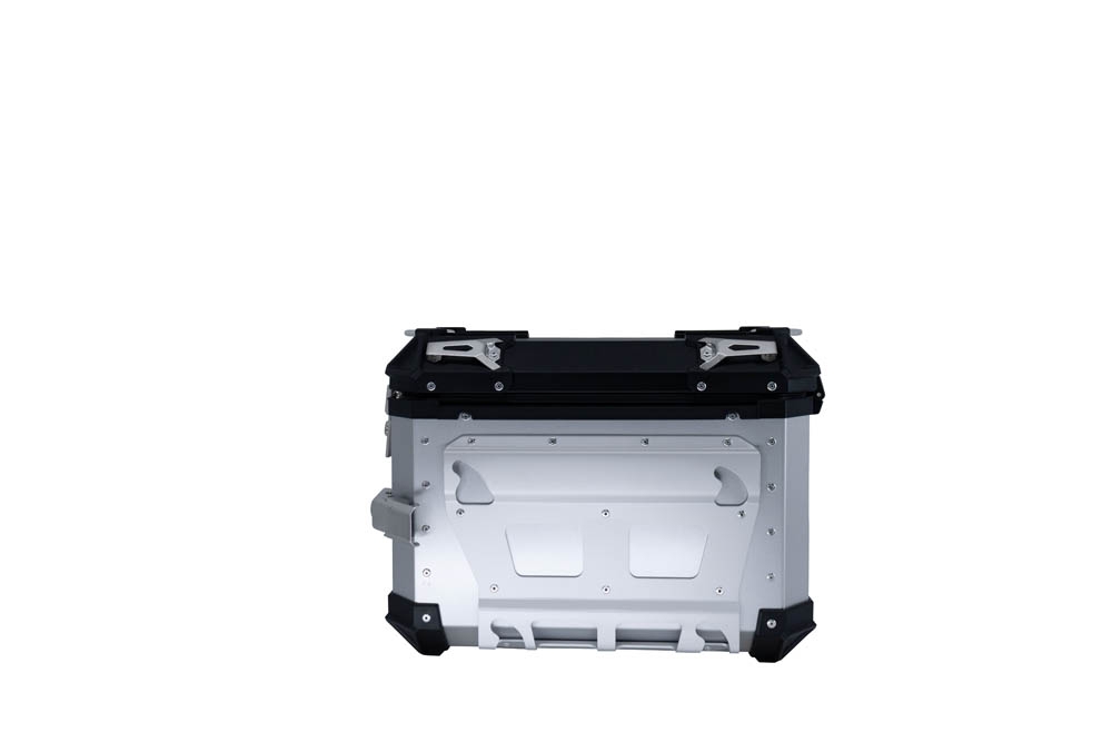 Par de malas laterais em alumínio com o lado direito contornado, cor prata com porta-bagagem específico GPR TECH compatível com  Bmw R 1200 Gs 2017/2018 e4