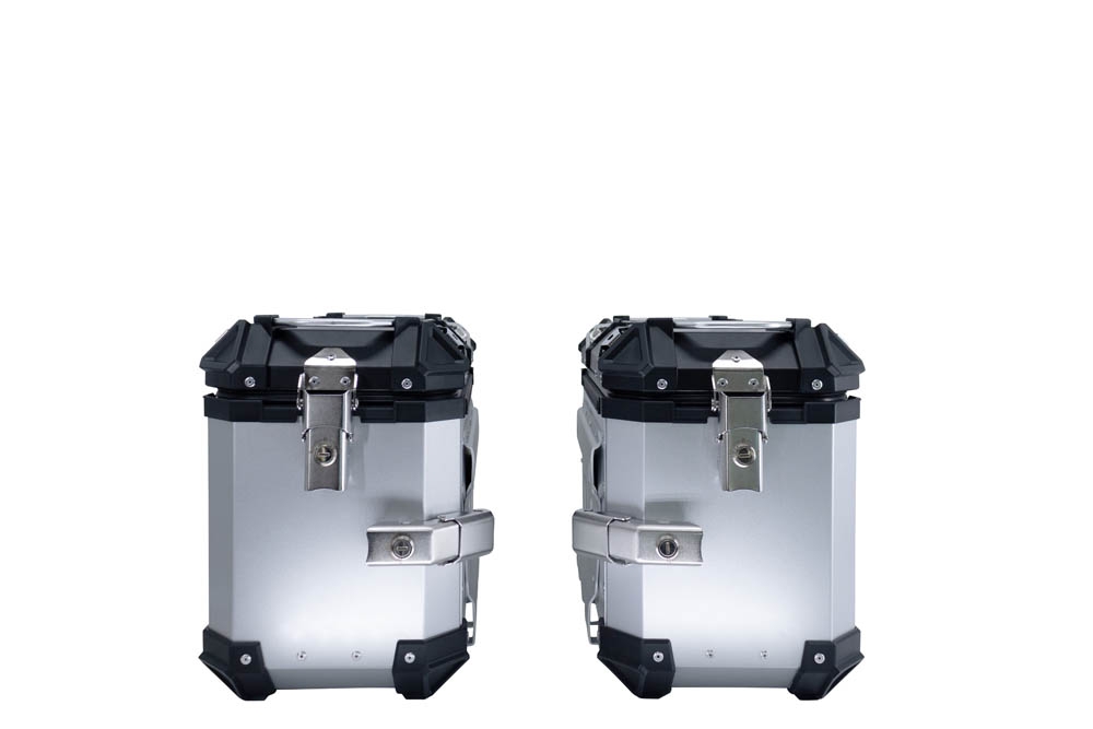 Par de malas laterais em alumínio cor prata com porta-bagagem específico GPR TECH compatível com  Kawasaki Versys 650 2021/2022 e5