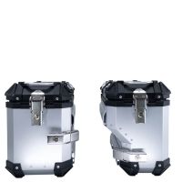 Par de malas laterais em alumínio com o lado direito contornado, cor prata com porta-bagagem específico GPR TECH compatível com  Bmw F 800 Gs 2024/2025 e5