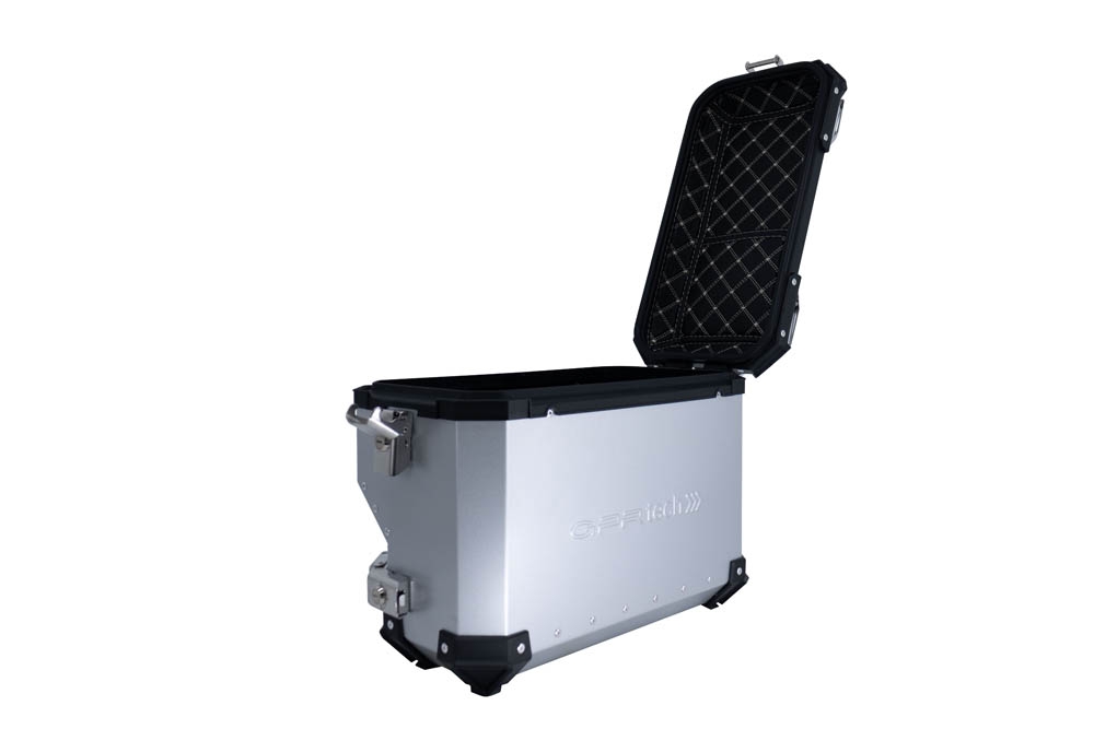 Par de malas laterais em alumínio com o lado direito contornado, cor prata com porta-bagagem específico GPR TECH compatível com  Bmw R 1200 Gs 2017/2018 e4