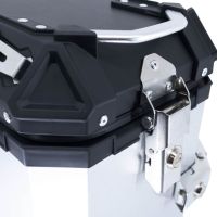 Par de malas laterais em alumínio com o lado direito contornado, cor prata com porta-bagagem específico GPR TECH compatível com  Bmw R 1200 Gs 2017/2018 e4