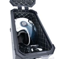 Par de malas laterais em alumínio com o lado direito contornado, cor prata com porta-bagagem específico GPR TECH compatível com  Bmw R 1200 Gs 2017/2018 e4
