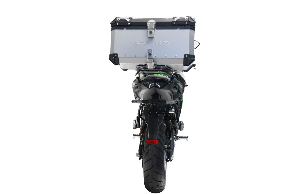 Top case em alumínio, cor prata com placa específica incluída GPR TECH compatível com Kawasaki Versys 650 2023/2024 e5 plus