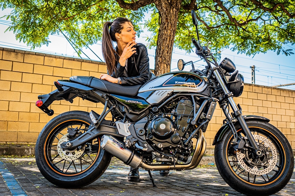 Escape compatível com Kawasaki Z 650 RS 2021-2023, Satinox, Silenciador homologado para ruído, com catalisador, linha completa 