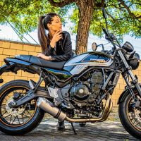 Escape compatível com Kawasaki Z 650 RS 2021-2023, Satinox, Silenciador homologado para ruído, com catalisador, linha completa 