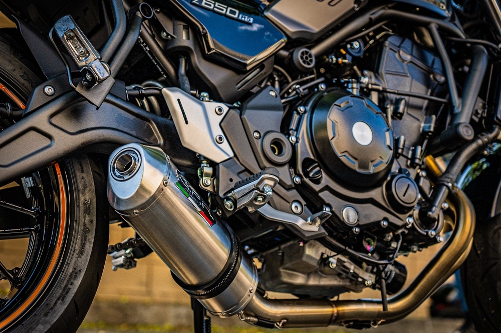 Escape compatível com Kawasaki Z 650 RS 2021-2023, Satinox, Silenciador homologado para ruído, com catalisador, linha completa 