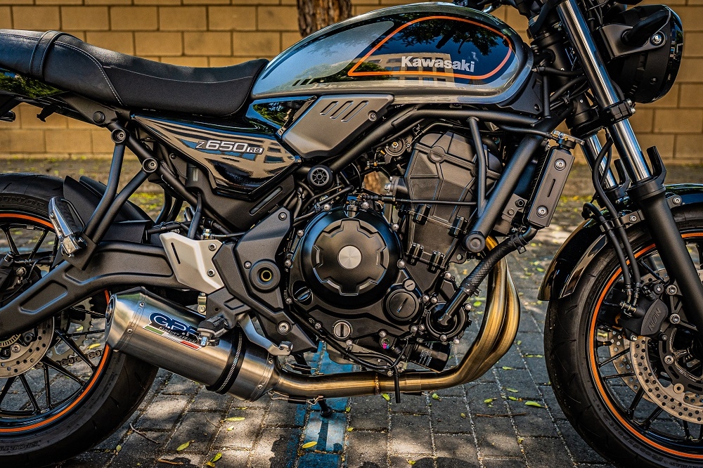 Escape compatível com Kawasaki Z 650 RS 2021-2023, Satinox, Silenciador homologado para ruído, com catalisador, linha completa 