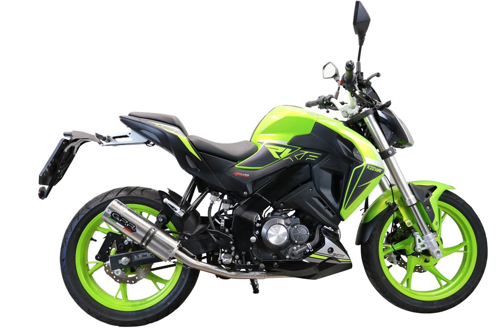 Escape compatível com Keeway Rkf 125 2018-2020, M3 Inox , Sistema homologado com catalisador linha completa, silencioso mais coletor 