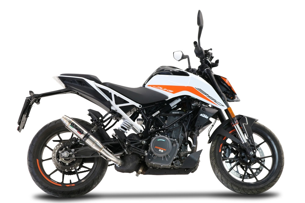 Escape compatível com Ktm Duke 390 2021-2024, Deeptone Inox, Escape legal, homologado, silenciador com db killer removível e tubo de ligação específico 