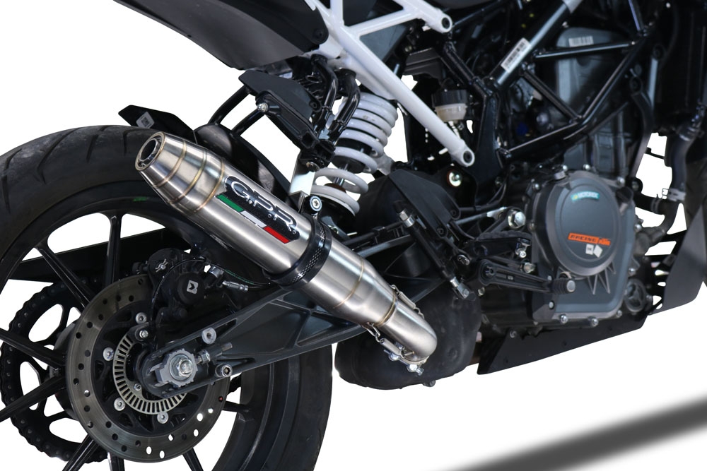 Escape compatível com Ktm Duke 390 2021-2024, Deeptone Inox, Escape legal, homologado, silenciador com db killer removível e tubo de ligação específico 