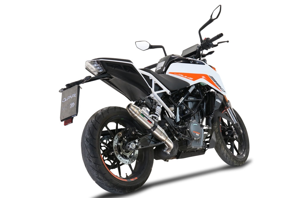 Escape compatível com Ktm Duke 390 2021-2024, Deeptone Inox, Escape legal, homologado, silenciador com db killer removível e tubo de ligação específico 