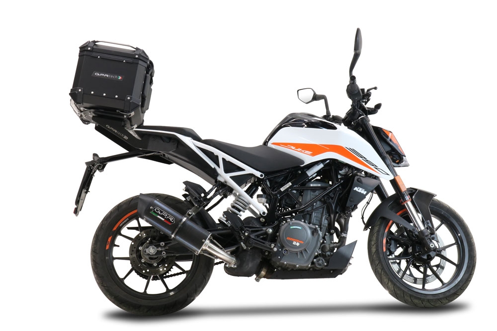 Top case em alumínio, com porta-bagagens específico em alumínio cor preto com placa específica incluída Top case maletas GPR TECH compatível com Ktm Duke 390 2021/2023 e5
