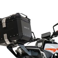 Top case em alumínio, com porta-bagagens específico em alumínio cor preto com placa específica incluída Top case maletas GPR TECH compatível com Ktm Duke 125 2021/2023 e5