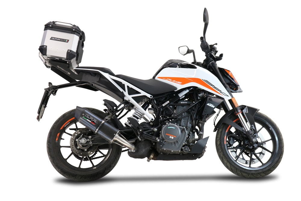 Top case em alumínio, com porta-bagagens específico em alumínio cor preto com placa específica incluída Top case maletas GPR TECH compatível com Ktm Duke 250 2017/2020 e4