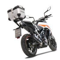 Top case em alumínio, com porta-bagagens específico em alumínio cor preto com placa específica incluída Top case maletas GPR TECH compatível com Ktm Duke 250 2017/2020 e4