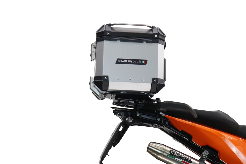 Top case em alumínio, cor prata com placa específica incluída Top case maletas GPR TECH compatível com Ktm Adventure 790 2021/2024 e5