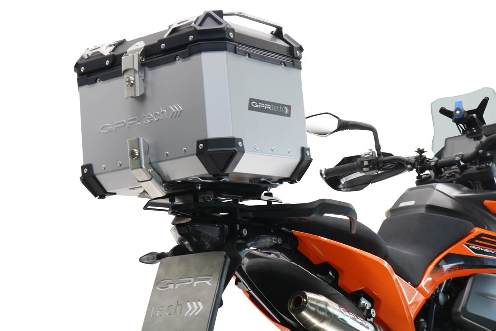 Top case em alumínio, cor prata com placa específica incluída Top case maletas GPR TECH compatível com Ktm Adventure 790 2021/2024 e5