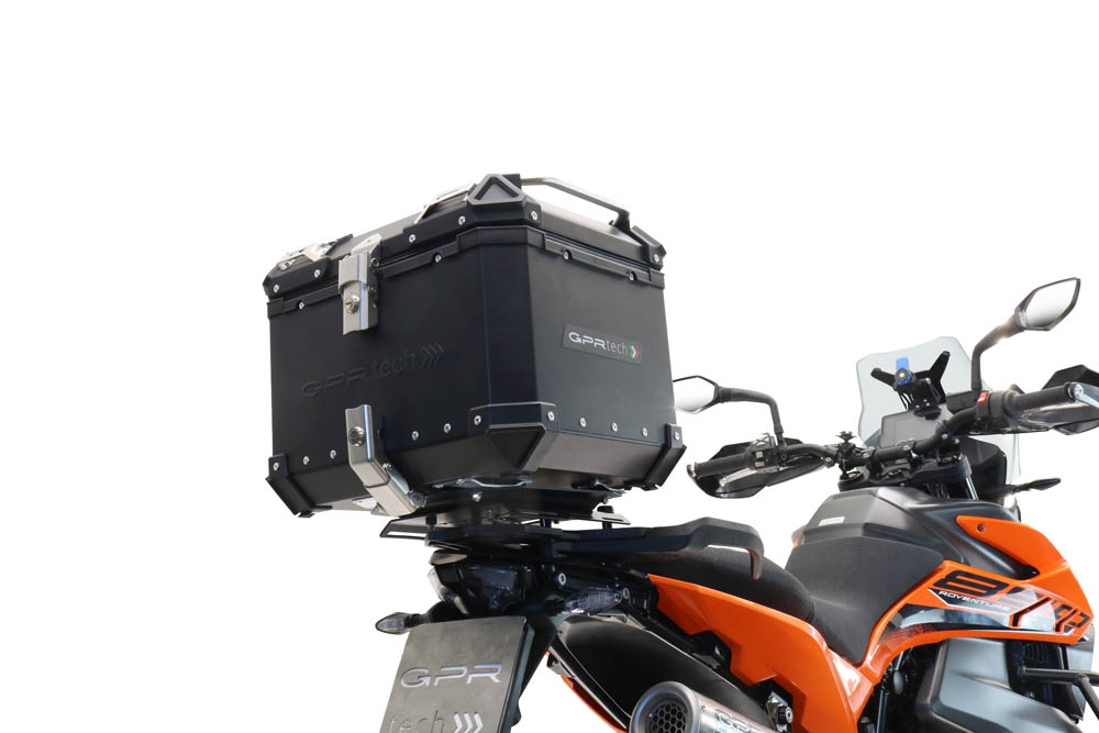 Top case em alumínio, cor preta com placa específica incluída Top case maletas GPR TECH compatível com Husqvarna Norden 901 2022/2024 e5