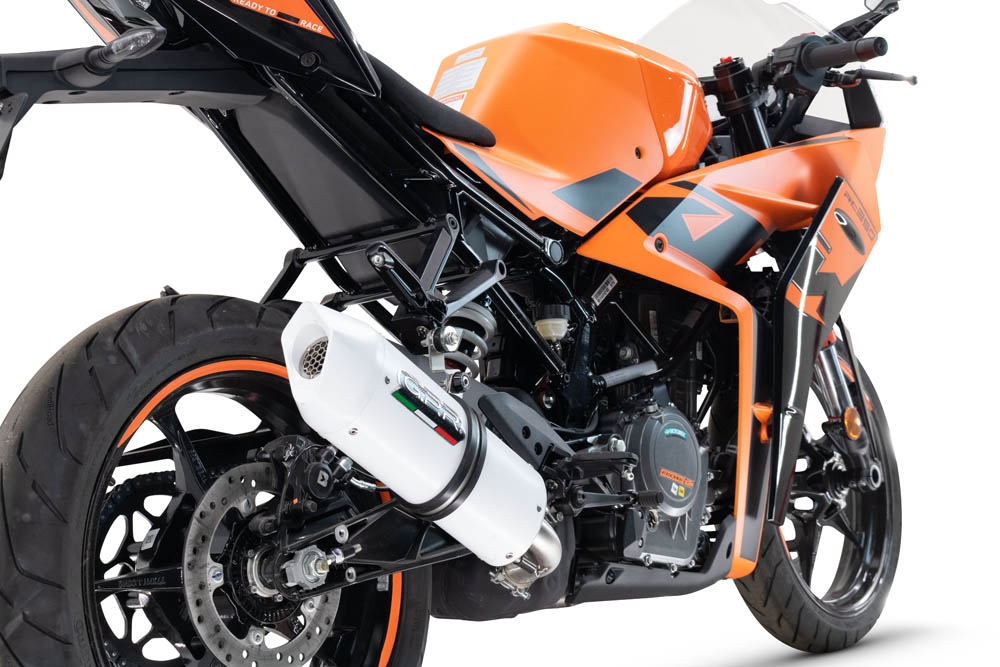 Escape compatível com Ktm Rc 125 2021-2024, Albus Evo4, Escape legal, homologado, silenciador com db killer removível e tubo de ligação específico 